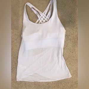 Lululemon open back tank with built in bra light blue